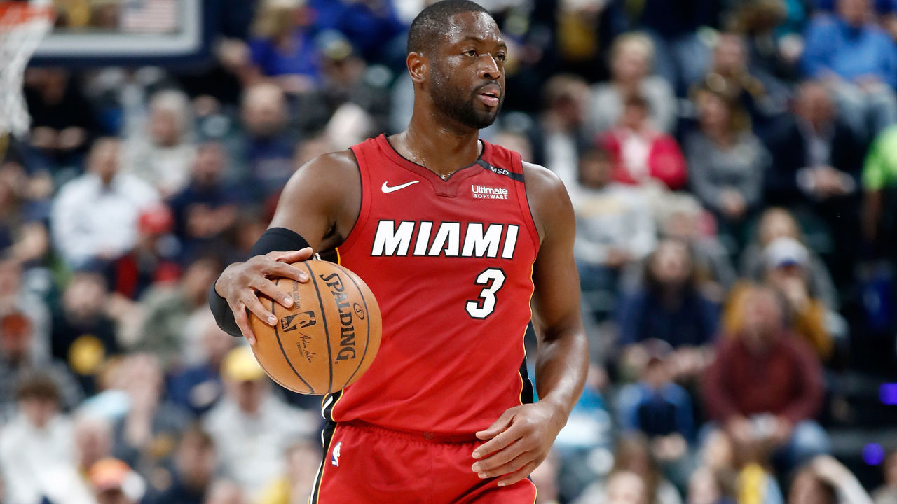 INDIANAPOLIS, IN - MARCH 25: Dwyane Wade #3 of the Miami Heat dribbles the ball against the Indiana Pacers during the game at Bankers Life Fieldhouse on March 25, 2018 in Indianapolis, Indiana.