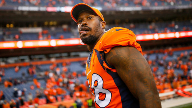 DENVER, CO - OCTOBER 1: Outside linebacker Von Miller #58 of the Denver Broncos walks off the field after a 16-10 win over the Oakland Raiders at Sports Authority Field at Mile High on October 1, 2017 in Denver, Colorado.