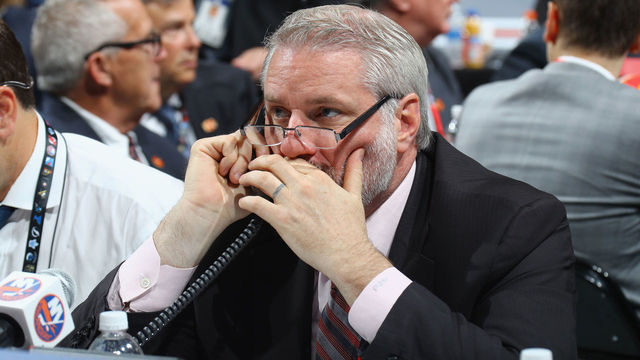 CHICAGO, IL - JUNE 24: Garth Snow of the New York Islanders attends the 2017 NHL Draft at the United Center on June 24, 2017 in Chicago, Illinois.