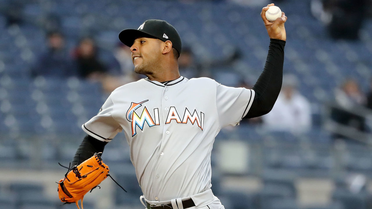 NEW YORK, NY - APRIL 17: Jarlin Garcia #66 of the Miami Marlins delivers a pitch in the first inning against the New York Yankees at Yankee Stadium on April 17, 2018 in the Bronx borough of New York City.