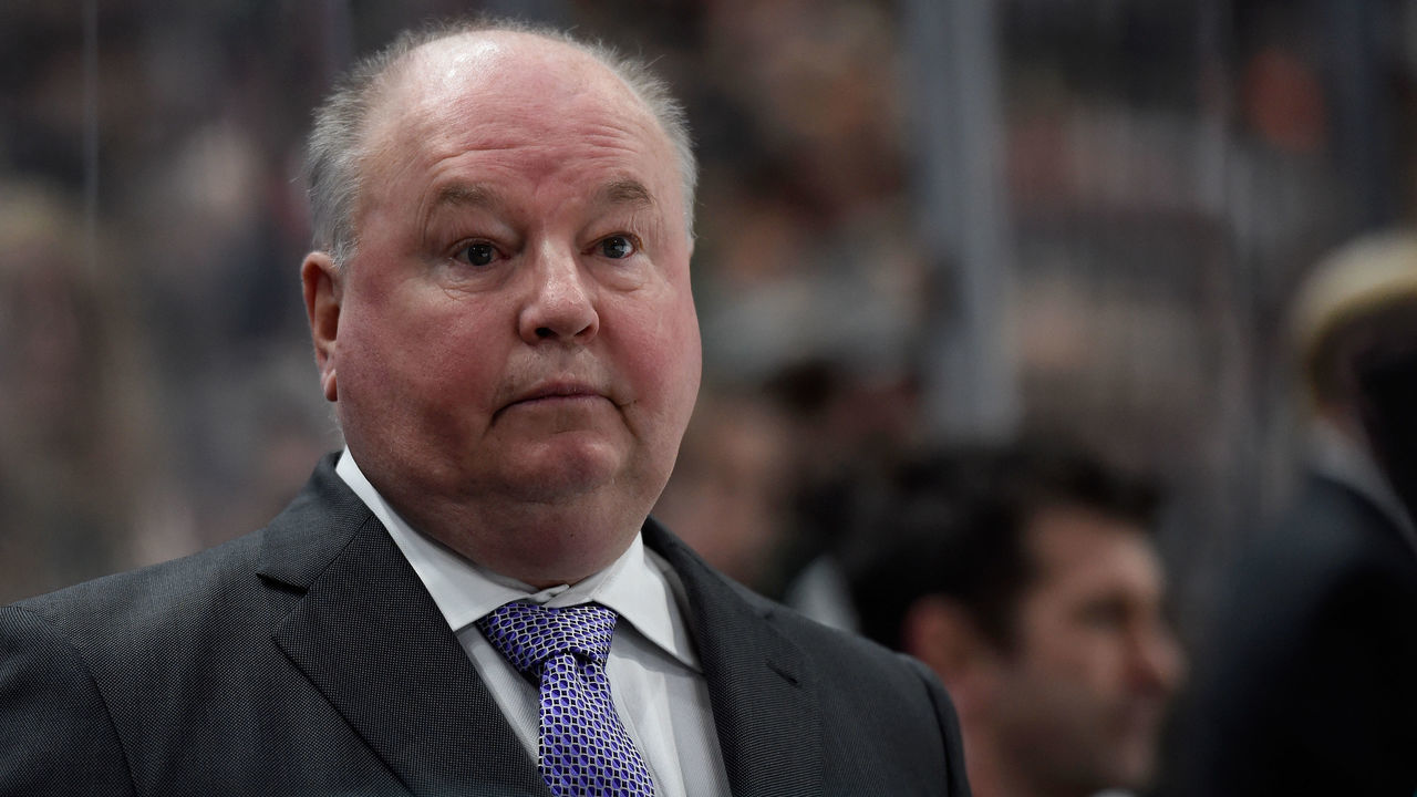 ST PAUL, MN - NOVEMBER 30: Head coach Bruce Boudreau of the Minnesota Wild looks on during the second period of the game against the Vegas Golden Knights on November 30, 2017 at Xcel Energy Center in St Paul, Minnesota. The Wild defeated the Knights 4-2.