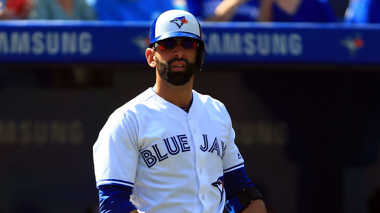 TORONTO, ON - SEPTEMBER 24: Jose Bautista #19 of the Toronto Blue Jays prepares to bat during a MLB game against the New York Yankees at Rogers Centre on September 24, 2017 in Toronto, Canada.
