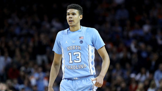 NEW YORK, NY - MARCH 10: (EDITORS NOTE: Retransmission with alternate crop) Cameron Johnson #13 of the North Carolina Tar Heels looks down the court in the first half against the Virginia Cavaliers during the championship game of the 2018 ACC Men's Basketball Tournament at Barclays Center on March 10, 2018 in the Brooklyn borough of New York City.