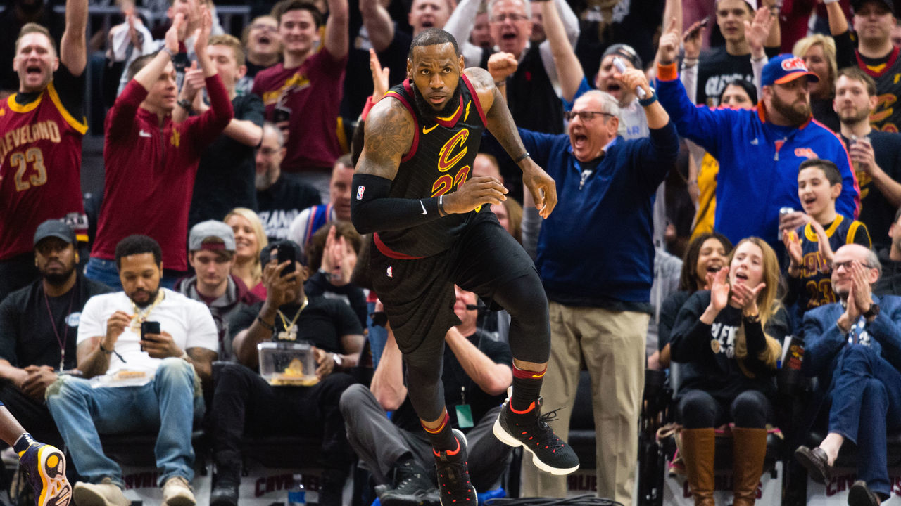 CLEVELAND, OH - APRIL 18: The crowd reacts after LeBron James #23 of the Cleveland Cavaliers scored against the Indiana Pacers during the first half of Game 2 of the first round of the Eastern Conference playoffs at Quicken Loans Arena on April 18, 2018 in Cleveland, Ohio.