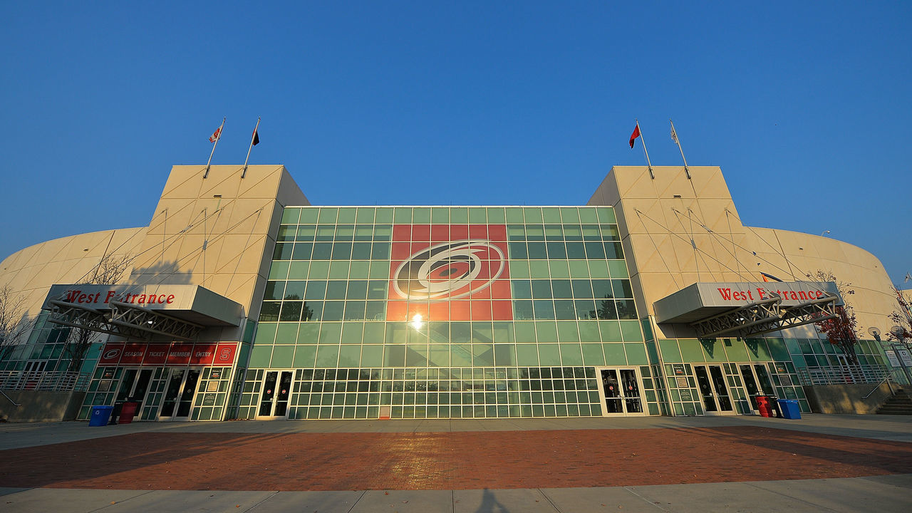 RALEIGH, NC - NOVEMBER 18: General view of the exterior of PNC Arena before the game between the Carolina Hurricanes and the Montreal Canadiens on November 18, 2016 in Raleigh, North Carolina.