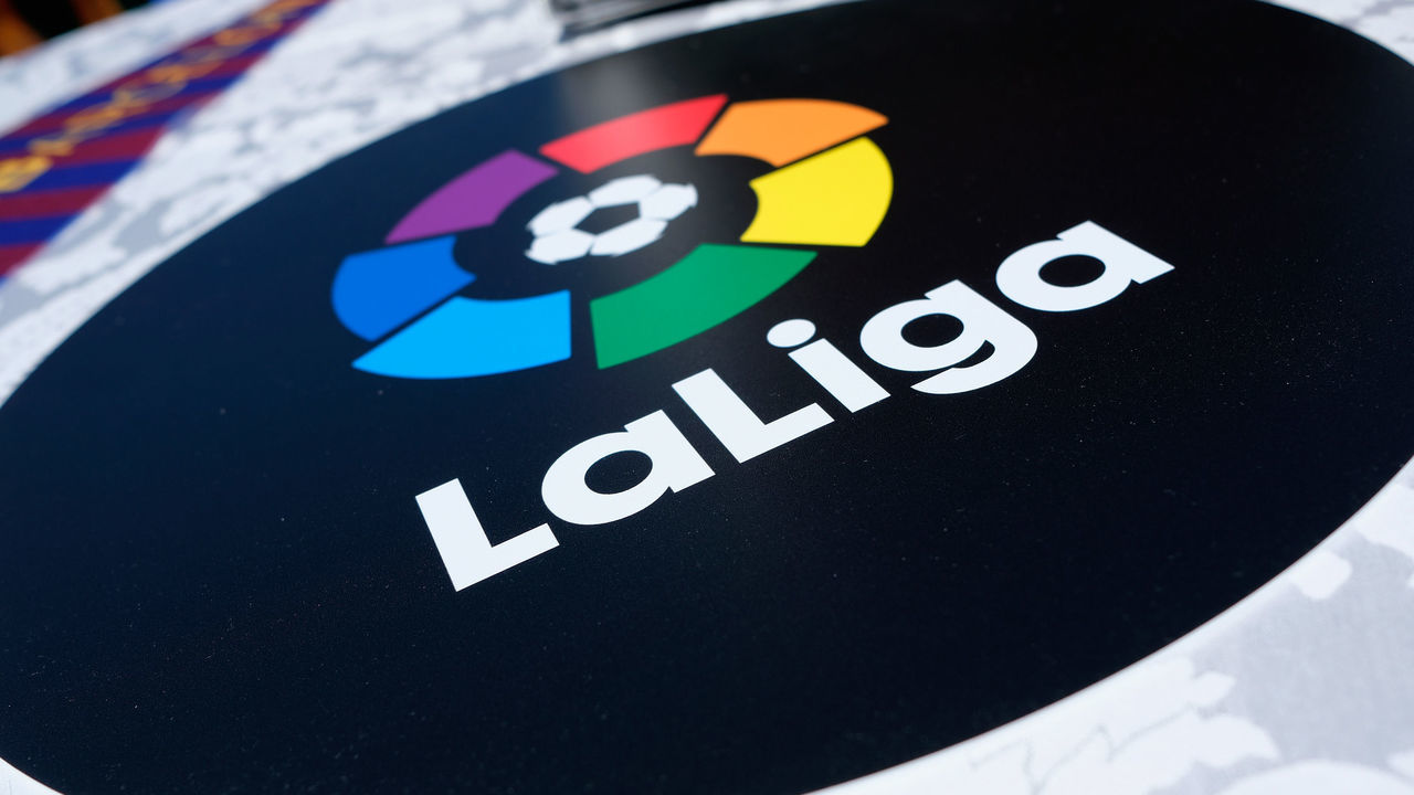 NEW YORK, NY - APRIL 23: A view of the LaLiga logo at a roofop viewing party of El Clasico - Real Madrid CF vs FC Barcelona hosted by LaLiga at 230 Fifth Avenue on April 23, 2017 in New York City.