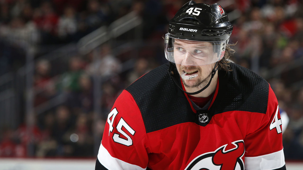 NEWARK, NJ - MARCH 24: Sami Vatanen #45 of the New Jersey Devils in action against the Tampa Bay Lightning during the third period at the Prudential Center on March 24, 2018 in Newark, New Jersey. The Devils won 2-1.