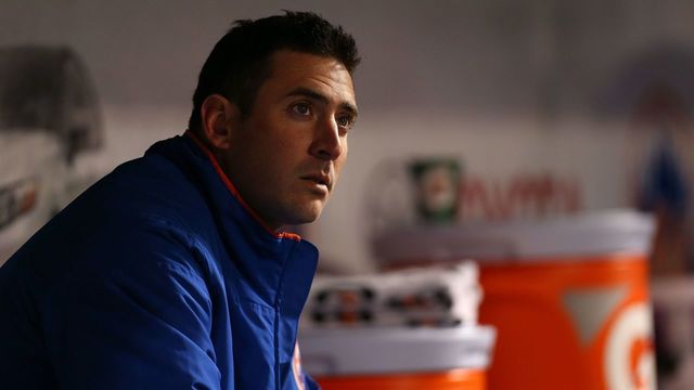 NEW YORK, NY - APRIL 03: Matt Harvey #33 of the New York Mets looks on from the dugout after being pinch hit for in the fifth inning against the Philadelphia Phillies during a game at Citi Field on April 3, 2018 in the Flushing neighborhood of the Queens borough of New York City.
