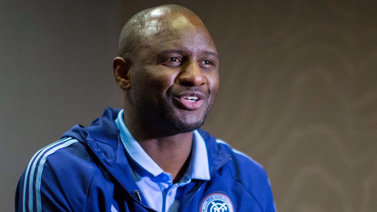 New York City FC head coach Patrick Vieira speaks at an interview with AFP during the club's annual media day on March 9, 2017, in New York. / AFP PHOTO / EDUARDO MUNOZ ALVAREZ