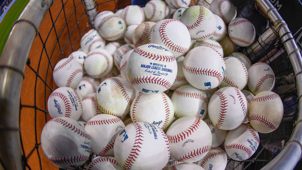 MIAMI, FL - APRIL 11: Baseballs for batting practice during 2017 Opening Day against the Atlanta Braves at Marlins Park on April 11, 2017 in Miami, Florida.