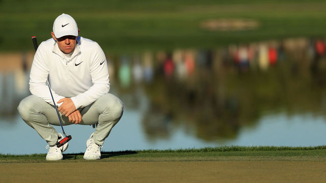 ORLANDO, FL - MARCH 16: Rory McIlroy of Northern Ireland lines up a putt on the 11th hole during the second round at the Arnold Palmer Invitational Presented By MasterCard at Bay Hill Club and Lodge on March 16, 2018 in Orlando, Florida.