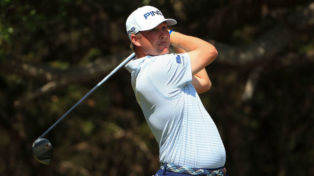 SAN ANTONIO, TX - APRIL 19: Trey Mullinax plays his shot from the 14th tee during the first round of the Valero Texas Open at TPC San Antonio AT&T Oaks Course on April 19, 2018 in San Antonio, Texas.