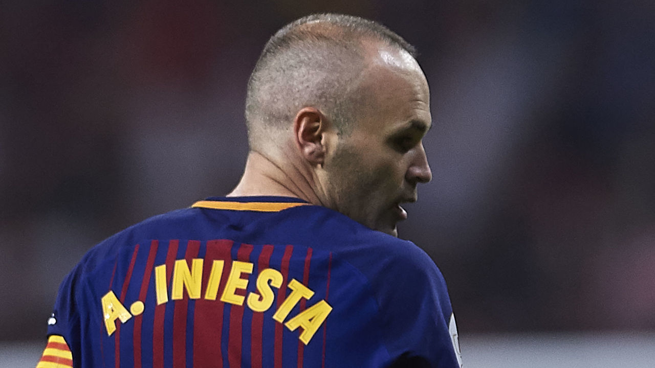 MADRID, SPAIN - APRIL 21: Andres Iniesta of FC Barcelona looks on during the Spanish Copa del Rey match between Barcelona and Sevilla at Wanda Metropolitano on April 21, 2018 in Madrid, .