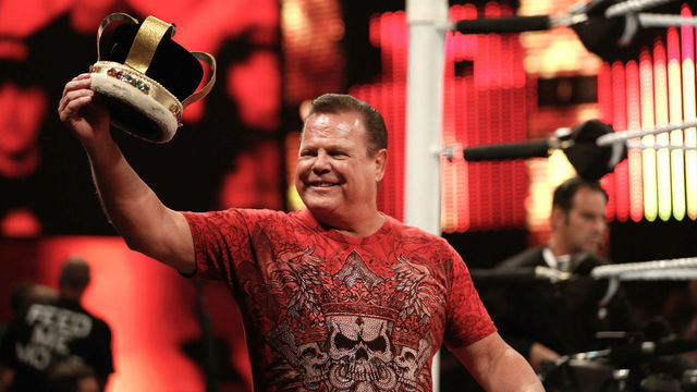 NEW YORK, NY - AUGUST 23: Jerry 'The King' Lawler addresses the audience at the WWE SummerSlam 2015 at Barclays Center of Brooklyn on August 23, 2015 in New York City.