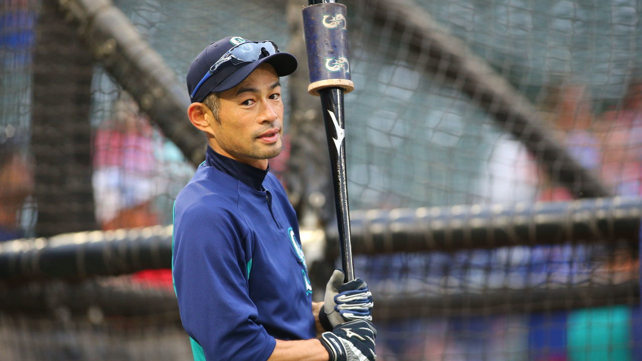 ARLINGTON, TX - APRIL 21: Ichiro Suzuki #51 of the Seattle Mariners warms up during batting practice before the game against the Texas Rangers at Globe Life Park in Arlington on April 21, 2018 in Arlington, Texas.