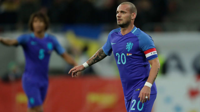 BUCHAREST, ROMANIA - NOVEMBER 14: Welsey Sneijder of Holland during the International Friendly match between Romania v Holland at the Arena Nationala on November 14, 2017 in Bucharest Romania