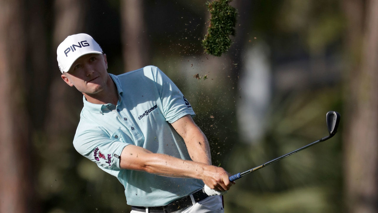HILTON HEAD ISLAND, SC - APRIL 13: Mackenzie Hughes of Canada plays a shot on the 15th hole during the second round of the 2018 RBC Heritage at Harbour Town Golf Links on April 13, 2018 in Hilton Head Island, South Carolina.