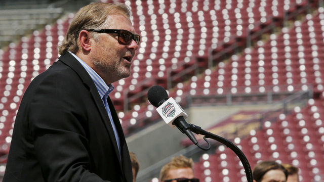 MINNEAPOLIS, MN - AUGUST 5: Minnesota Wild owner Craig Leipold discusses details about the 2016 Coors Light NHL Stadium Series game between the Chicago Blackhawks and the Minnesota Wild on August 5, 2015 at TCF Bank Stadium in Minneapolis, Minnesota.