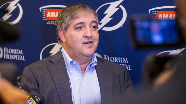 TAMPA, FL - DECEMBER 28: Owner Jeffrey Vinik of the Tampa Bay Lightning speaks at a press conference celebrating the donation of a cumulative $10 million through the community hero program before the game against the Montreal Canadiens at the Amalie Arena on December 28, 2015 in Tampa, Florida.