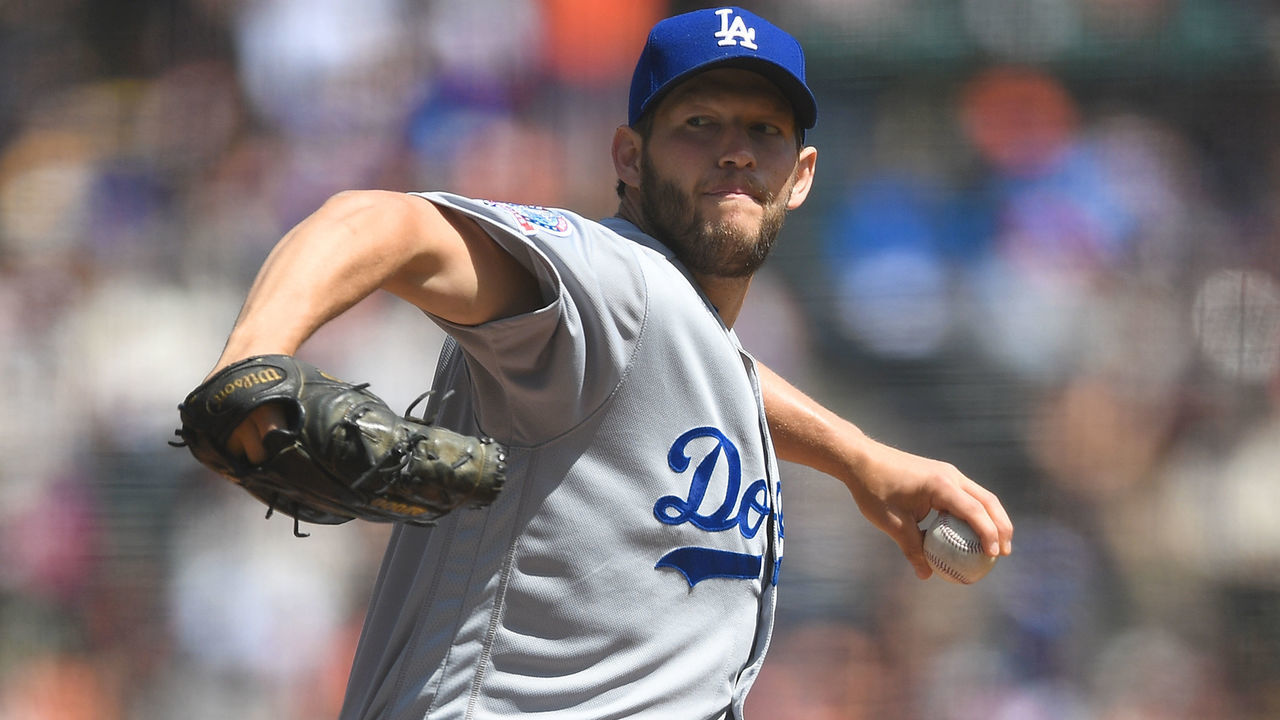 SAN FRANCISCO, CA - APRIL 08: Clayton Kershaw #22 of the Los Angeles Dodgers pitches against the San Francisco Giants in the bottom of the first inning at AT&T Park on April 8, 2018 in San Francisco, California.