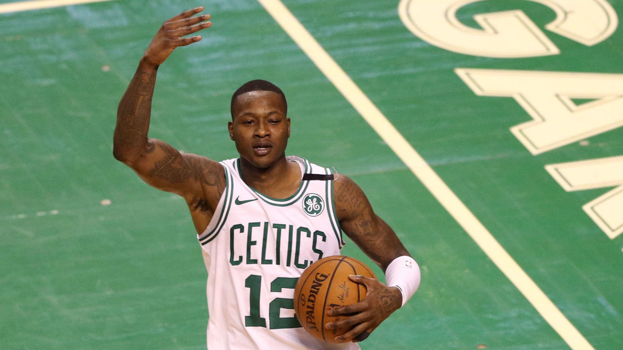 BOSTON, MA - APRIL 24: Terry Rozier #12 of the Boston Celtics calls for support from the crowd during the fourth quarter against the Milwaukee Bucks in Game Five in Round One of the 2018 NBA Playoffs at TD Garden on April 24, 2018 in Boston, Massachusetts. The Celtics defeat the Bucks 92-87.