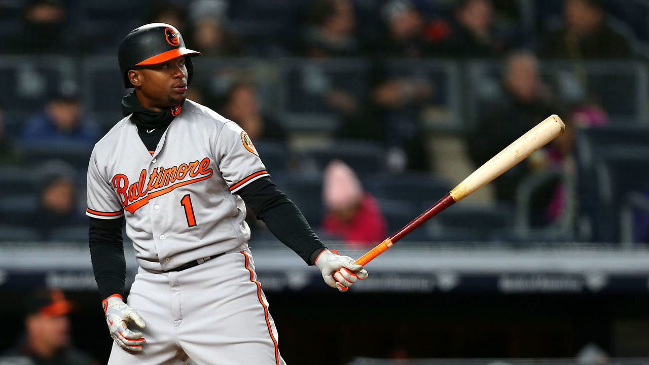 NEW YORK, NY - APRIL 05: Tim Beckham #1 of the Baltimore Orioles in action during a game against the New York Yankees at Yankee Stadium on April 5, 2018 in the Bronx borough of New York City.
