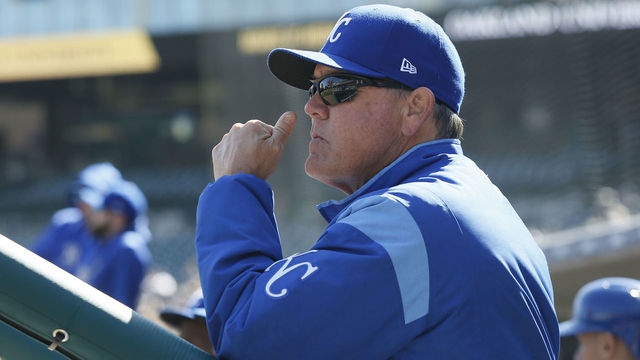 DETROIT, MI - APRIL 20: Ned Yost #3 of the Kansas City Royals watches from the dugout during the 10th inning of game one of a doubleheader against the Detroit Tigers at Comerica Park on April 20, 2018 in Detroit, Michigan. The Tigers defeated the Royals 3-2 in 10 innings.