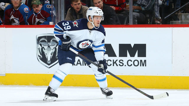 DENVER, CO - NOVEMBER 11: Toby Enstrom #39 of the Winnipeg Jets in action against the Colorado Avalanche at Pepsi Center on November 11, 2016 in Denver, Colorado.