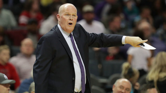 CHARLOTTE, NC - FEBRUARY 27: Head coach Steve Clifford of the Charlotte Hornets yells to his team during their game against the Chicago Bulls at Spectrum Center on February 27, 2018 in Charlotte, North Carolina.