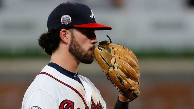 ATLANTA, GA - JUNE 06: Dansby Swanson #7 of the Atlanta Braves looks on during the ninth inning against the Philadelphia Phillies at SunTrust Park on June 6, 2017 in Atlanta, Georgia.
