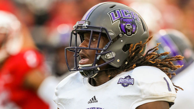 September 24, 2016: Central Arkansas special teams player Tremon Smith (1) returns a punt for a touchdown in the first quarter of the game against Arkansas State at Liberty Bank Stadium.