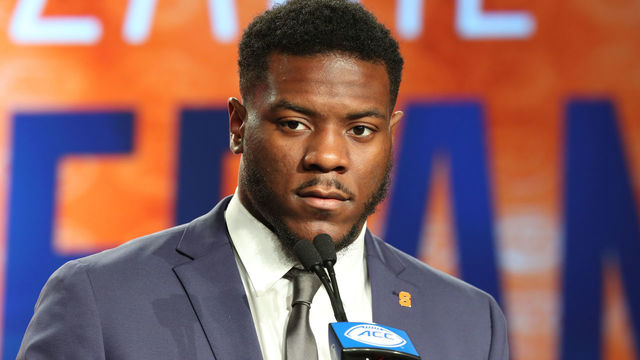 CHARLOTTE, NC - JULY 13: Syracuse Orange Linebacker Zaire Franklin during the ACC Football Kickoff on July 13, 2017 at The Westin Charlotte in Charlotte, NC.