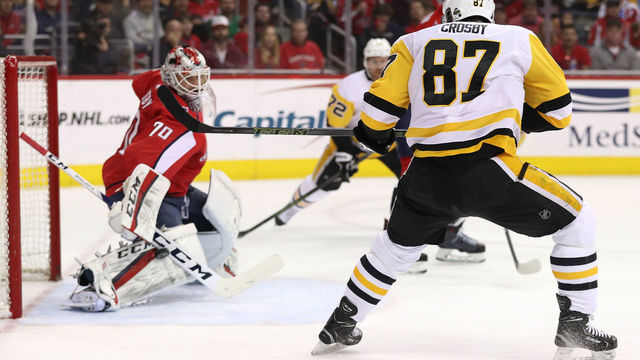WASHINGTON, DC - APRIL 29: during the first period in Game Two of the Eastern Conference Second Round during the 2018 NHL Stanley Cup Playoffs at Capital One Arena on April 29, 2018 in Washington, DC.