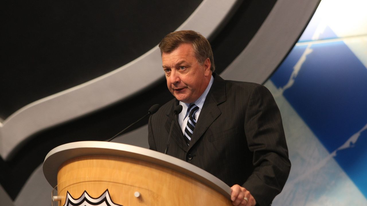 MONTREAL - JUNE 26: Atlanta Thrashers Executive VP & GM Don Waddell speaks at the podium during the first round of the 2009 NHL Entry Draft at the Bell Centre on June 26, 2009 in Montreal, Quebec, Canada.