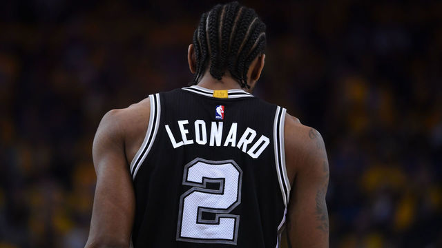 OAKLAND, CA - MAY 14: Kawhi Leonard #2 of the San Antonio Spurs stands on the court during Game One of the NBA Western Conference Finals against the Golden State Warriors at ORACLE Arena on May 14, 2017 in Oakland, California.