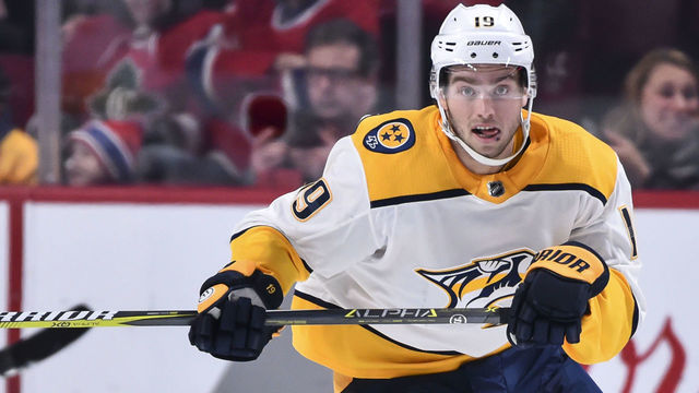 MONTREAL, QC - FEBRUARY 10: Calle Jarnkrok #19 of the Nashville Predators skates against the Montreal Canadiens during the NHL game at the Bell Centre on February 10, 2018 in Montreal, Quebec, Canada. The Nashville Predators defeated the Montreal Canadiens 3-2 in a shootout.