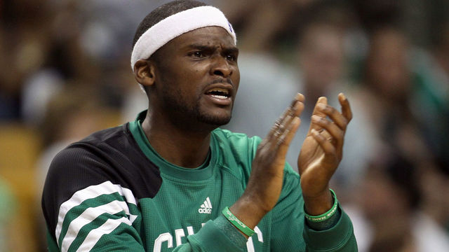BOSTON, MA - MAY 12: Keyon Dooling #51 of the Boston Celtics cheers on his teammates in the second half against the Philadelphia 76ers in Game One of the Eastern Conference Semifinals in the 2012 NBA Playoffs on May 12, 2012 at TD Garden in Boston, Massachusetts. The Boston Celtics defeated the Philadelphia 76ers 92-91.