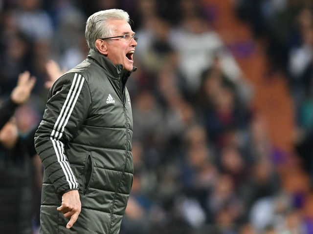 Bayern Munich's German head coach Jupp Heynckes reacts during the UEFA Champions League semi-final second-leg football match Real Madrid CF vs FC Bayern Munich in Madrid, Spain, on May 1, 2018.