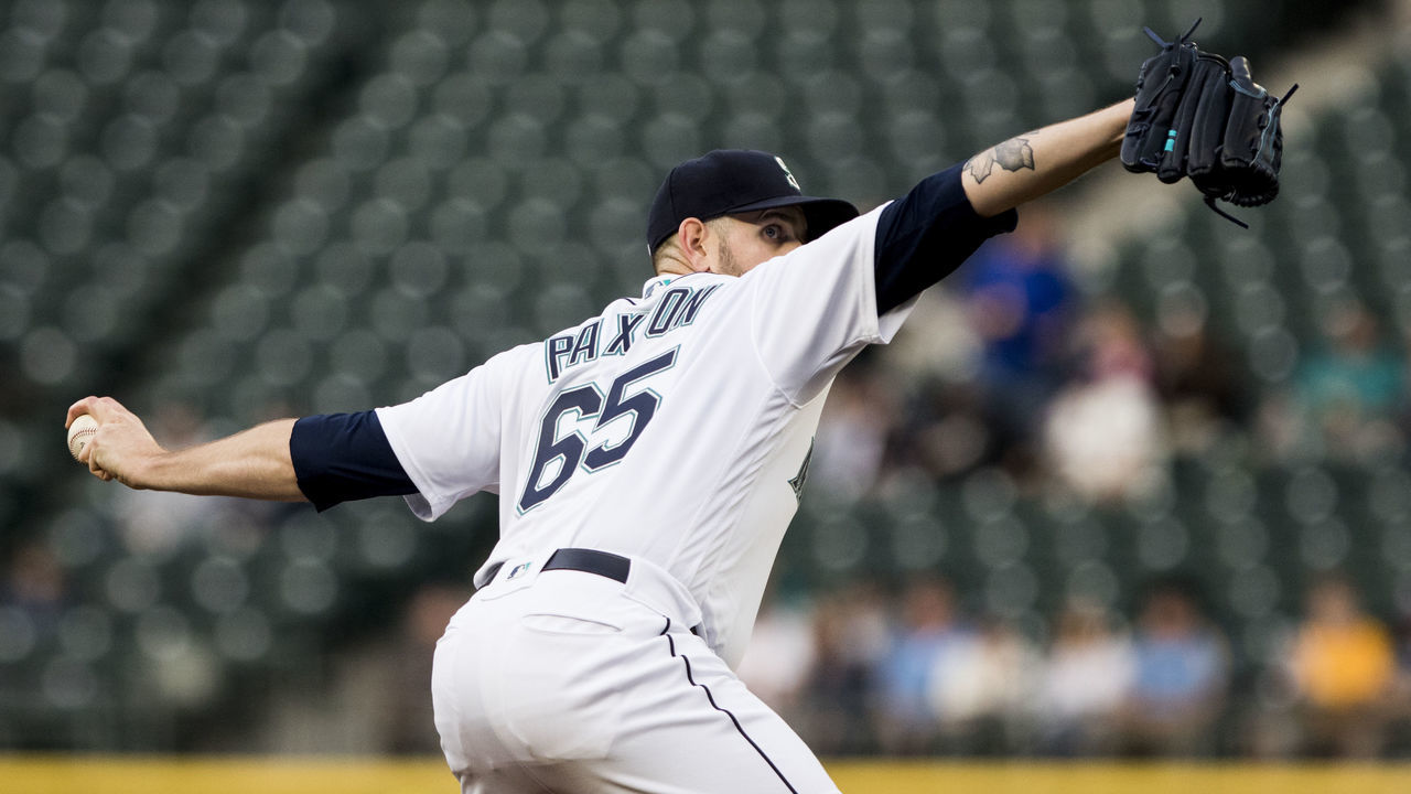 SEATTLE, WA - MAY 02: James Paxton #65 of the Seattle Mariners delivers against the Oakland Athletics in the first inning at Safeco Field on May 2, 2018 in Seattle, Washington.
