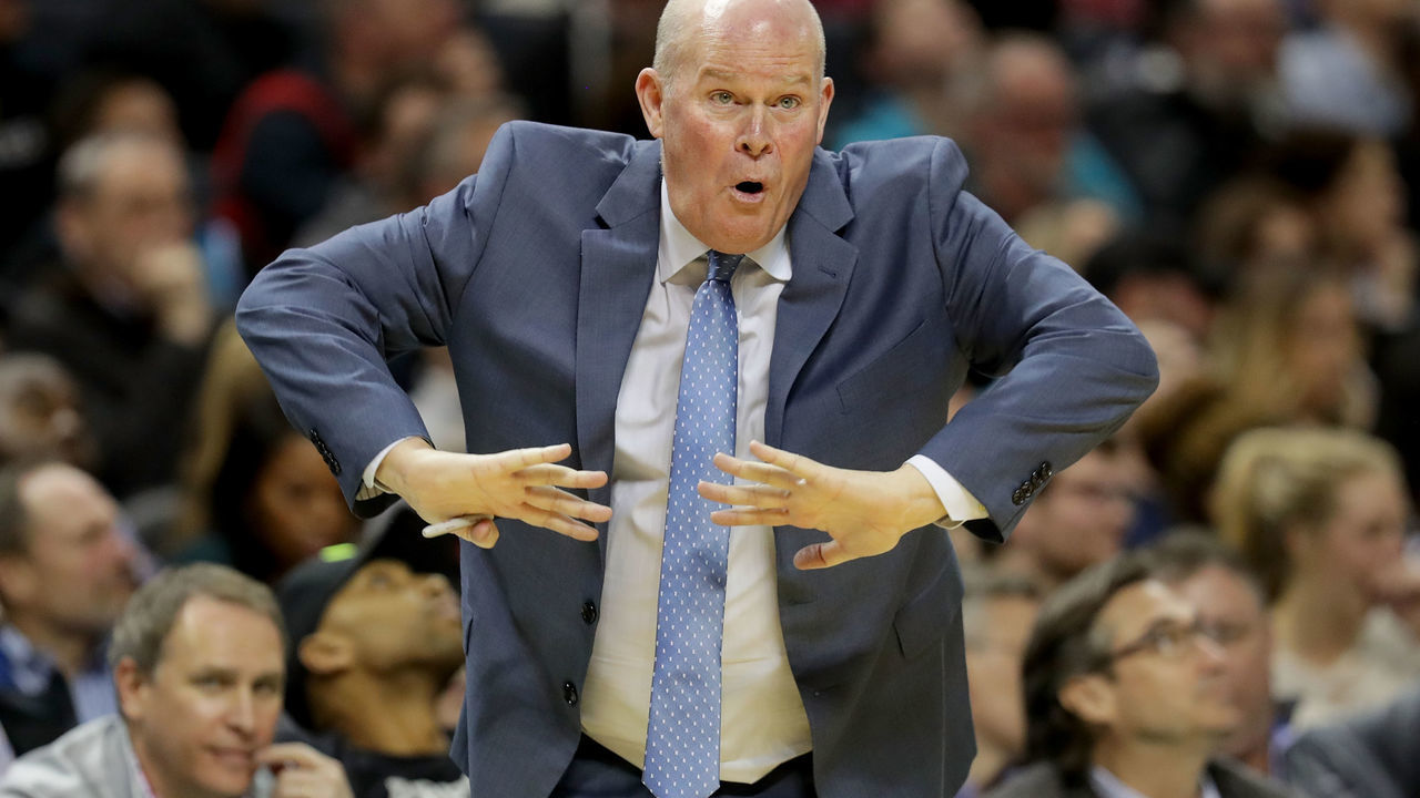 CHARLOTTE, NC - MARCH 06: Head coach Steve Clifford of the Charlotte Hornets reacts during their game against the Philadelphia 76ers at Spectrum Center on March 6, 2018 in Charlotte, North Carolina.