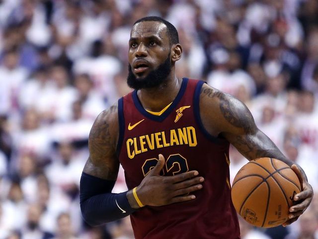 TORONTO, ON - MAY 01: LeBron James #23 of the Cleveland Cavaliers dribbles the ball in the second half of Game One of the Eastern Conference Semifinals against the Toronto Raptors during the 2018 NBA Playoffs at Air Canada Centre on May 1, 2018 in Toronto, Canada.