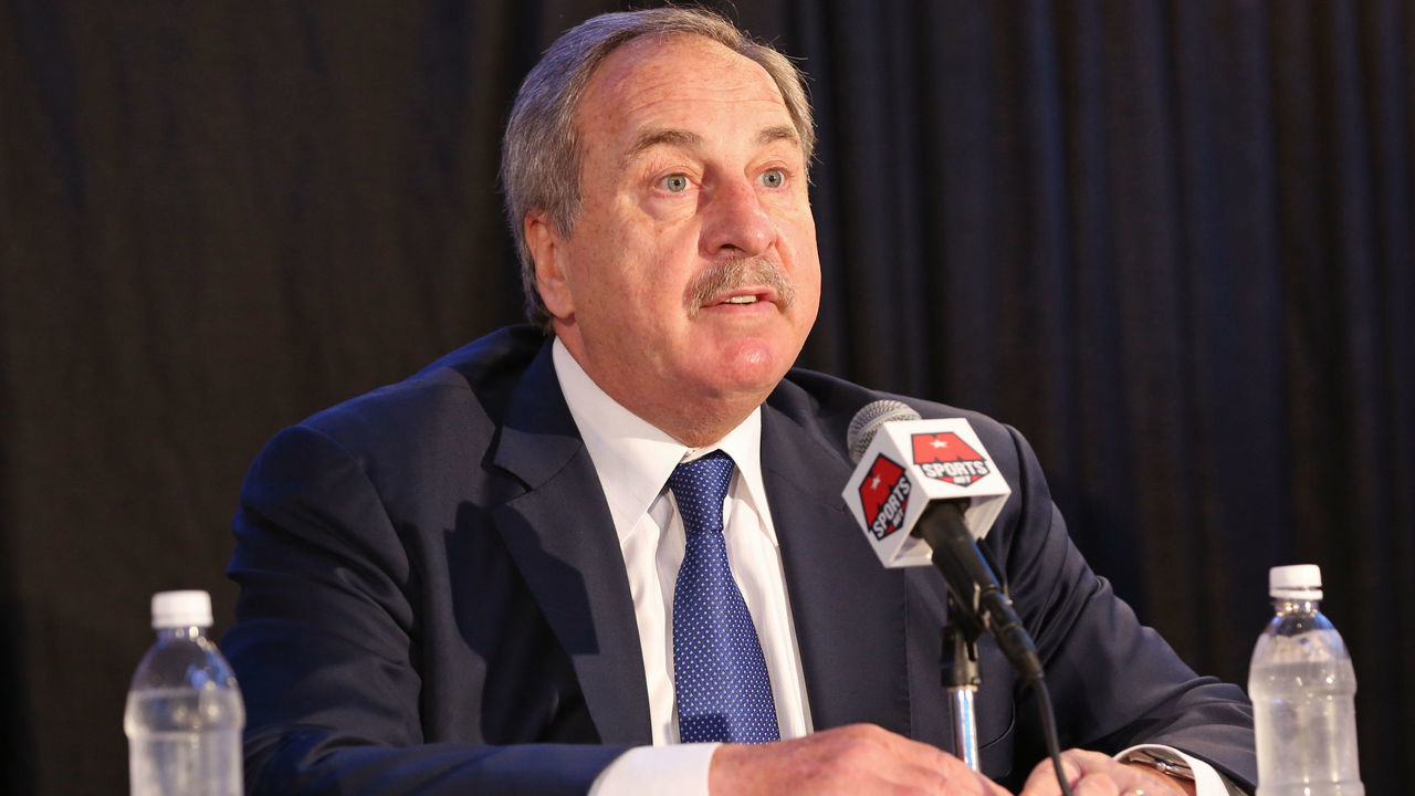 WASHINGTON, DC - JULY 27: Ernie Grunfeld, GM of the Washington Wizards, announces the new contract of Bradley Beal during a press conference on July 27, 2016 at Verizon Center in Washington, DC. Mandatory Copyright Notice: Copyright 2016 NBAE
