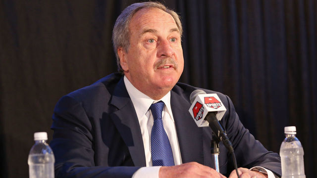 WASHINGTON, DC - JULY 27: Ernie Grunfeld, GM of the Washington Wizards, announces the new contract of Bradley Beal during a press conference on July 27, 2016 at Verizon Center in Washington, DC. Mandatory Copyright Notice: Copyright 2016 NBAE