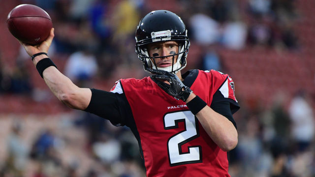 LOS ANGELES, CA - JANUARY 06: Quarterback Matt Ryan #2 of the Atlanta Falcons warms up before the NFC Wild Card Playoff game against the Los Angeles Rams at Los Angeles Coliseum on January 6, 2018 in Los Angeles, California.