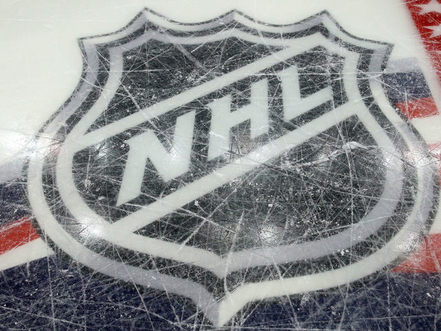 COLUMBUS, OH - JANUARY 24: A general view of the NHL logo prior to the 2015 Honda NHL All-Star Skills Competition at the Nationwide Arena on January 24, 2015 in Columbus, Ohio.