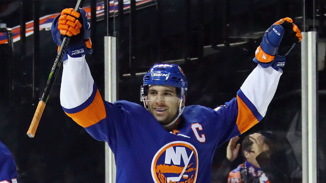 NEW YORK, NY - DECEMBER 11: John Tavares #91 of the New York Islanders celebrates his goal at 1:34 of the second period against the Washington Capitals at the Barclays Center on December 11, 2017 in the Brooklyn borough of New York City.
