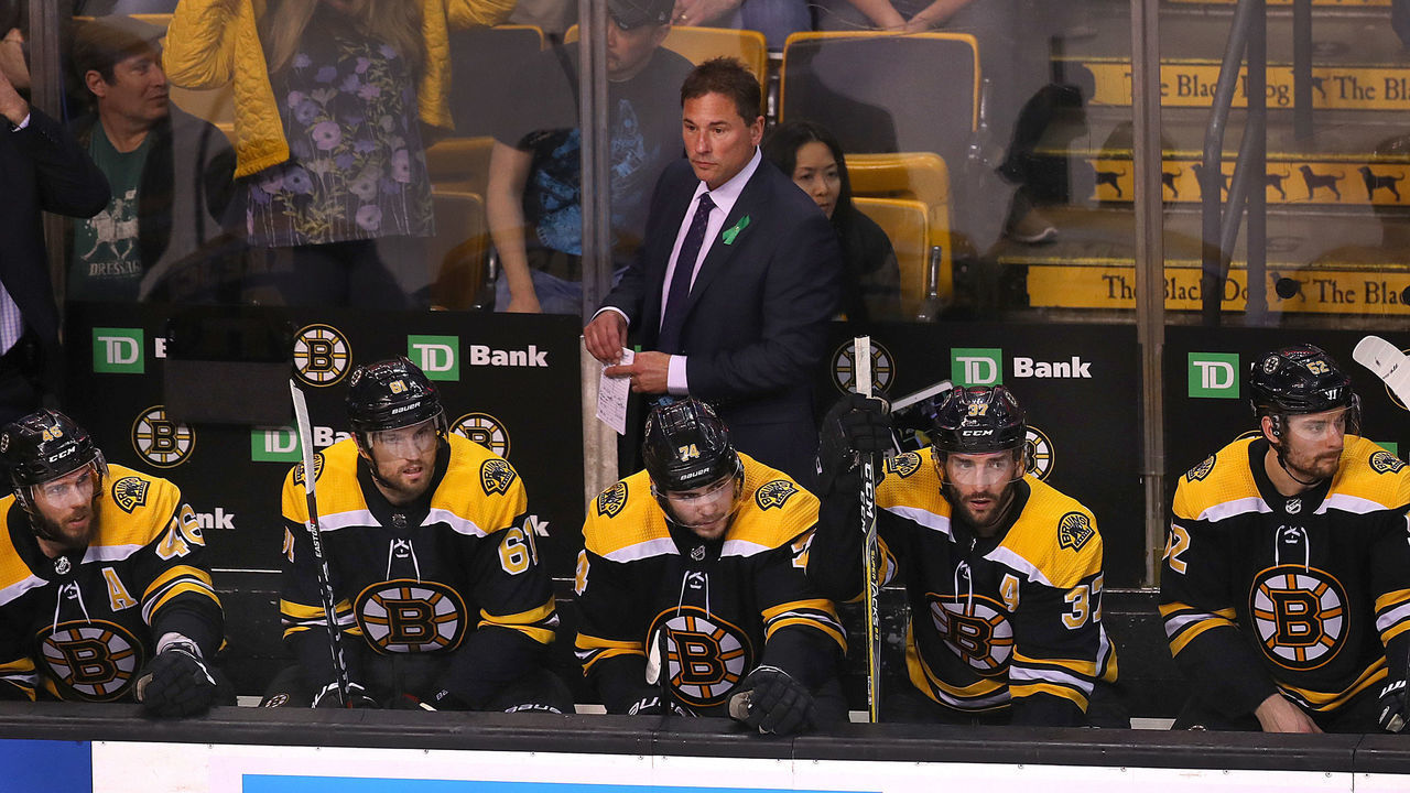 BOSTON, MA - MAY 4: Boston Bruins coach Bruce Cassidy reacts after Tampa Bay Lightning scored in overtime to beat them, 4-3. The Boston Bruins host Tampa Bay Lightning in Game Four of the Eastern Conference semifinals at the TD Garden in Boston on May 4, 2018.