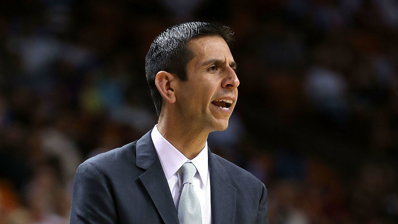 MIAMI, FL - APRIL 13: Head coach James Borrego of the Orlando Magic looks on during a game against the Miami Heat at American Airlines Arena on April 13, 2015 in Miami, Florida. NOTE TO USER: User expressly acknowledges and agrees that, by downloading and/or using this photograph, user is consenting to the terms and conditions of the Getty Images License Agreement. Mandatory copyright notice: