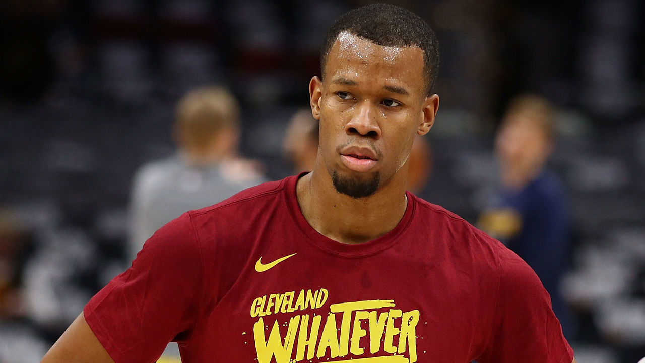 CLEVELAND, OH - APRIL 15: Rodney Hood #1 of the Cleveland Cavaliers warms up prior to playing the Indiana Pacers in Game One of the Eastern Conference Quarterfinals during the 2018 NBA Playoffs at Quicken Loans Arena on April 15, 2018 in Cleveland, Ohio.