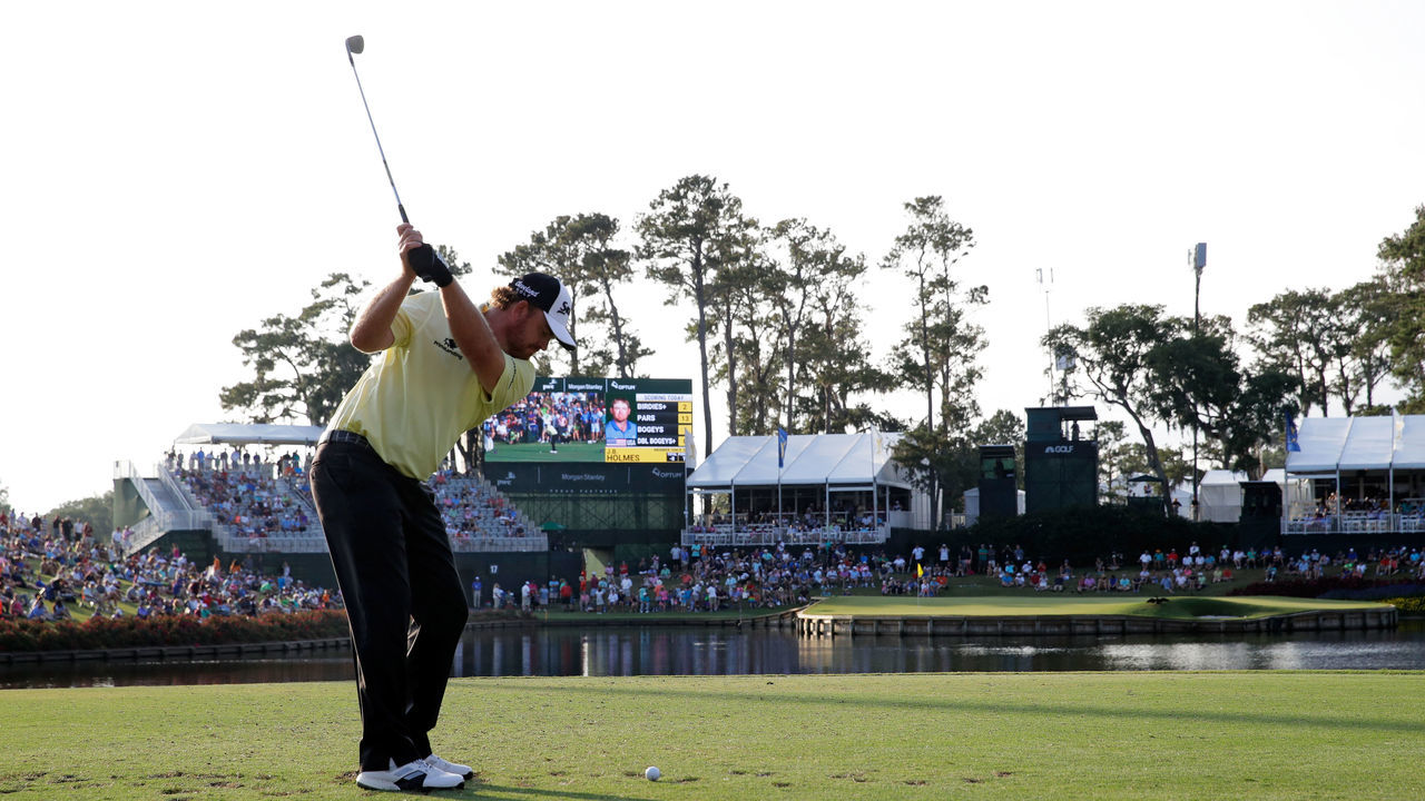 PONTE VEDRA BEACH, FL - MAY 13: J.B. Holmes of the United States plays a shot on the 17th hole during the third round of THE PLAYERS Championship at the Stadium course at TPC Sawgrass on May 13, 2017 in Ponte Vedra Beach, Florida.